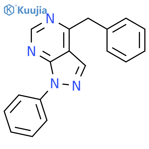 1H-Pyrazolo[3,4-d]pyrimidine, 1-phenyl-4-(phenylmethyl)- structure