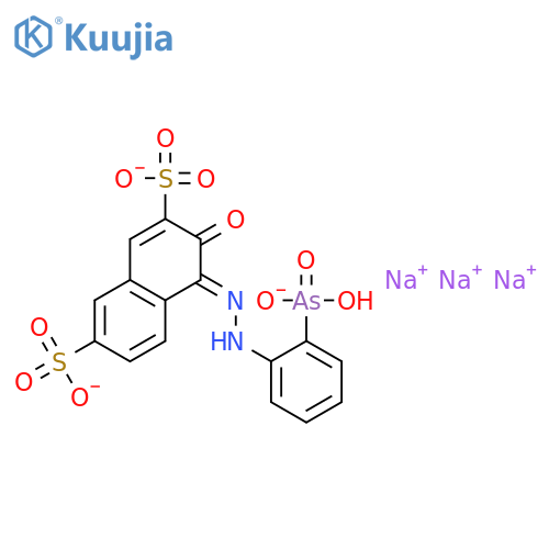 2,7-Naphthalenedisulfonicacid, 4-[2-(2-arsonoylphenyl)diazenyl]-3-hydroxy-, sodium salt (1:3) structure