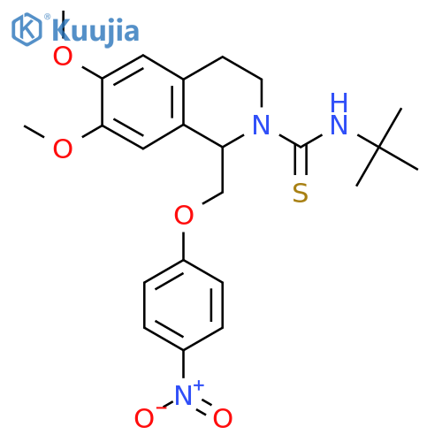 N-tert-butyl-6,7-dimethoxy-1-(4-nitrophenoxy)methyl-1,2,3,4-tetrahydroisoquinoline-2-carbothioamide structure