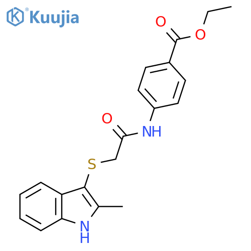 ethyl 4-{2-(2-methyl-1H-indol-3-yl)sulfanylacetamido}benzoate structure