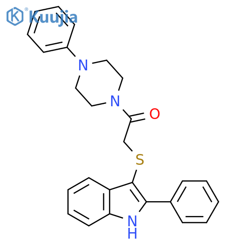 2-(2-phenyl-1H-indol-3-yl)sulfanyl-1-(4-phenylpiperazin-1-yl)ethan-1-one structure