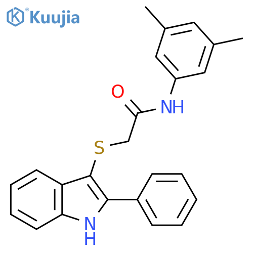 N-(3,5-dimethylphenyl)-2-(2-phenyl-1H-indol-3-yl)sulfanylacetamide structure