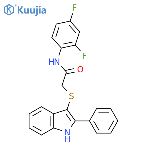 N-(2,4-difluorophenyl)-2-(2-phenyl-1H-indol-3-yl)sulfanylacetamide structure