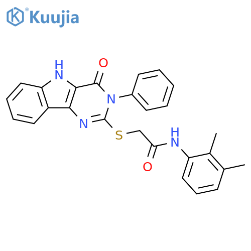 N-(2,3-dimethylphenyl)-2-({4-oxo-3-phenyl-3H,4H,5H-pyrimido[5,4-b]indol-2-yl}sulfanyl)acetamide structure