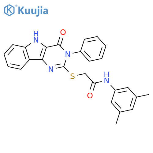 N-(3,5-dimethylphenyl)-2-({4-oxo-3-phenyl-3H,4H,5H-pyrimido5,4-bindol-2-yl}sulfanyl)acetamide structure