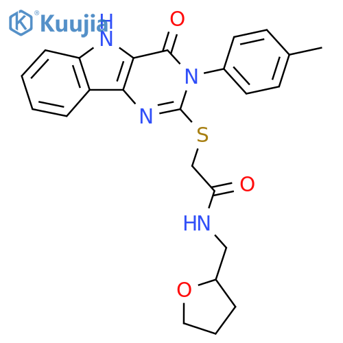 2-{3-(4-methylphenyl)-4-oxo-3H,4H,5H-pyrimido5,4-bindol-2-ylsulfanyl}-N-(oxolan-2-yl)methylacetamide structure