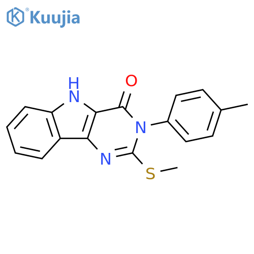 3-(4-methylphenyl)-2-(methylsulfanyl)-3H,4H,5H-pyrimido5,4-bindol-4-one structure