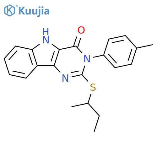 2-(butan-2-ylsulfanyl)-3-(4-methylphenyl)-3H,4H,5H-pyrimido5,4-bindol-4-one structure