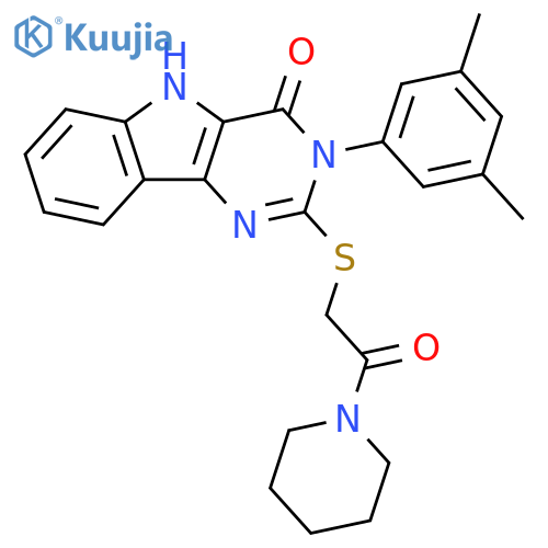 3-(3,5-dimethylphenyl)-2-{2-oxo-2-(piperidin-1-yl)ethylsulfanyl}-3H,4H,5H-pyrimido5,4-bindol-4-one structure