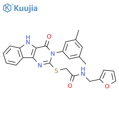 2-{3-(3,5-dimethylphenyl)-4-oxo-3H,4H,5H-pyrimido5,4-bindol-2-ylsulfanyl}-N-(furan-2-yl)methylacetamide structure