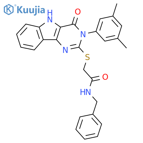 N-benzyl-2-{[3-(3,5-dimethylphenyl)-4-oxo-3H,4H,5H-pyrimido[5,4-b]indol-2-yl]sulfanyl}acetamide structure