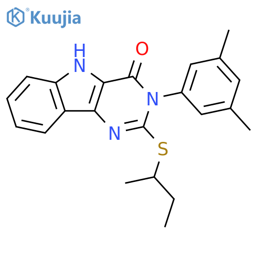 2-(butan-2-ylsulfanyl)-3-(3,5-dimethylphenyl)-3H,4H,5H-pyrimido5,4-bindol-4-one structure