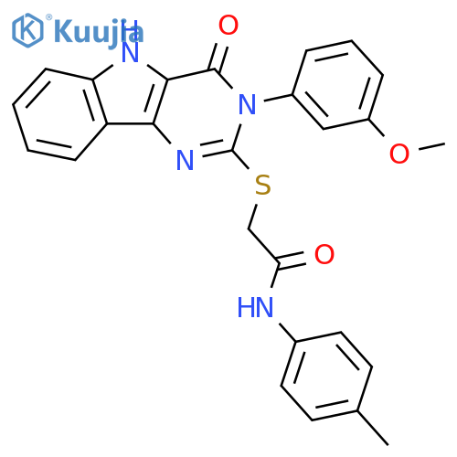 2-{3-(3-methoxyphenyl)-4-oxo-3H,4H,5H-pyrimido5,4-bindol-2-ylsulfanyl}-N-(4-methylphenyl)acetamide structure