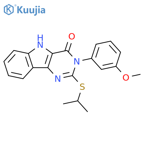 3-(3-methoxyphenyl)-2-(propan-2-ylsulfanyl)-3H,4H,5H-pyrimido5,4-bindol-4-one structure