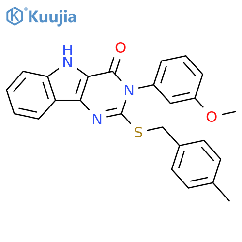 3-(3-methoxyphenyl)-2-{(4-methylphenyl)methylsulfanyl}-3H,4H,5H-pyrimido5,4-bindol-4-one structure