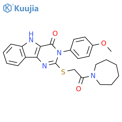 2-{2-(azepan-1-yl)-2-oxoethylsulfanyl}-3-(4-methoxyphenyl)-3H,4H,5H-pyrimido5,4-bindol-4-one structure