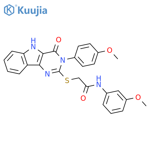N-(3-methoxyphenyl)-2-{3-(4-methoxyphenyl)-4-oxo-3H,4H,5H-pyrimido5,4-bindol-2-ylsulfanyl}acetamide structure