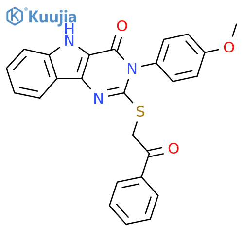 3-(4-methoxyphenyl)-2-(2-oxo-2-phenylethyl)sulfanyl-3H,4H,5H-pyrimido5,4-bindol-4-one structure