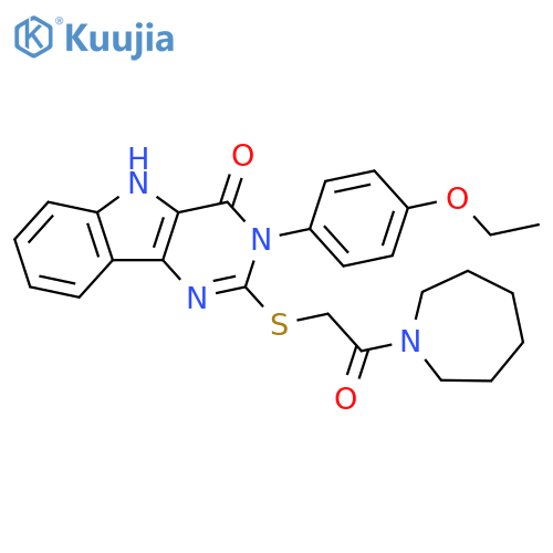 2-{2-(azepan-1-yl)-2-oxoethylsulfanyl}-3-(4-ethoxyphenyl)-3H,4H,5H-pyrimido5,4-bindol-4-one structure