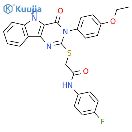 2-{3-(4-ethoxyphenyl)-4-oxo-3H,4H,5H-pyrimido5,4-bindol-2-ylsulfanyl}-N-(4-fluorophenyl)acetamide structure