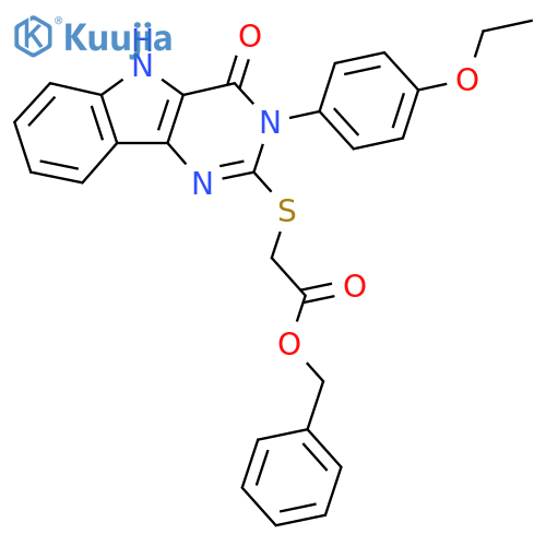 benzyl 2-{3-(4-ethoxyphenyl)-4-oxo-3H,4H,5H-pyrimido5,4-bindol-2-ylsulfanyl}acetate structure