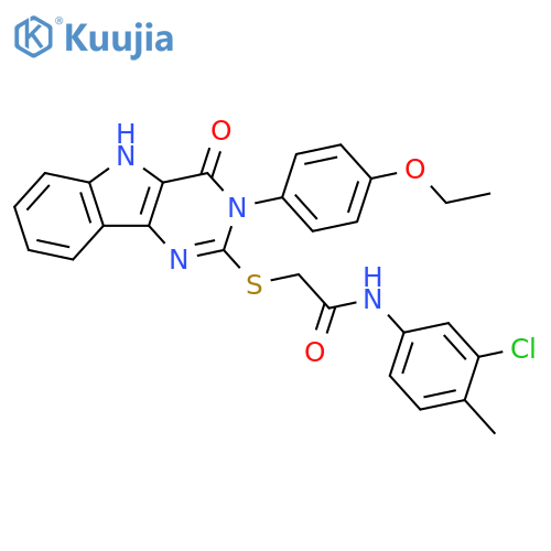 N-(3-chloro-4-methylphenyl)-2-{3-(4-ethoxyphenyl)-4-oxo-3H,4H,5H-pyrimido5,4-bindol-2-ylsulfanyl}acetamide structure