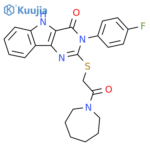 2-{2-(azepan-1-yl)-2-oxoethylsulfanyl}-3-(4-fluorophenyl)-3H,4H,5H-pyrimido5,4-bindol-4-one structure