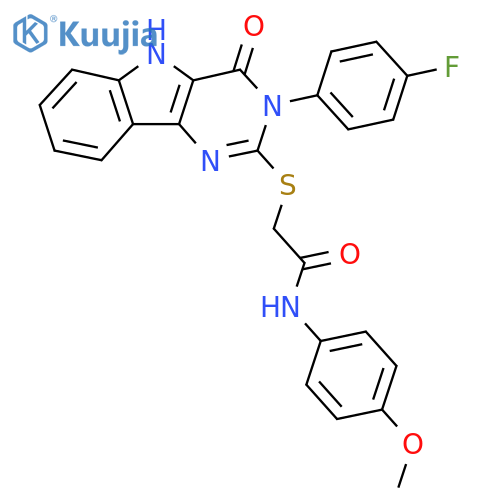 2-{3-(4-fluorophenyl)-4-oxo-3H,4H,5H-pyrimido5,4-bindol-2-ylsulfanyl}-N-(4-methoxyphenyl)acetamide structure