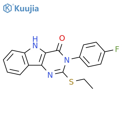 2-(ethylsulfanyl)-3-(4-fluorophenyl)-3H,4H,5H-pyrimido5,4-bindol-4-one structure