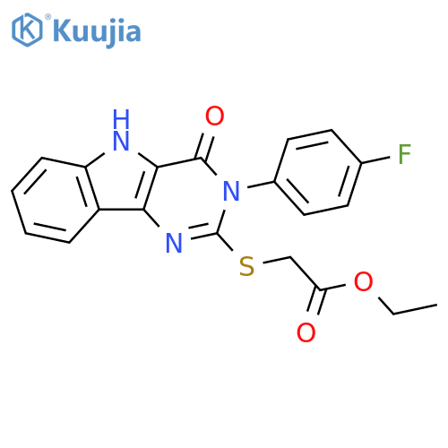 ethyl 2-{[3-(4-fluorophenyl)-4-oxo-3H,4H,5H-pyrimido[5,4-b]indol-2-yl]sulfanyl}acetate structure