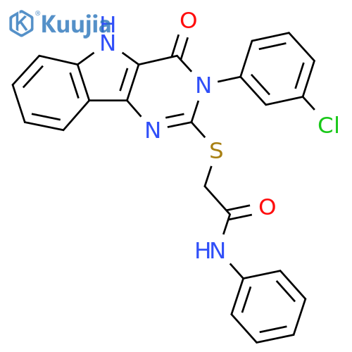 2-{3-(3-chlorophenyl)-4-oxo-3H,4H,5H-pyrimido5,4-bindol-2-ylsulfanyl}-N-phenylacetamide structure