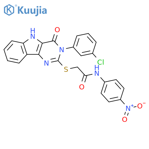 2-{[3-(3-chlorophenyl)-4-oxo-3H,4H,5H-pyrimido[5,4-b]indol-2-yl]sulfanyl}-N-(4-nitrophenyl)acetamide structure