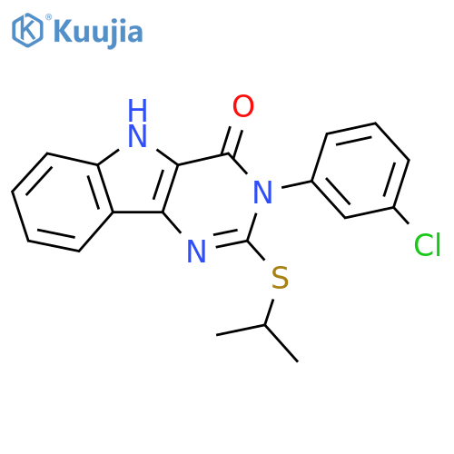 3-(3-chlorophenyl)-2-(propan-2-ylsulfanyl)-3H,4H,5H-pyrimido5,4-bindol-4-one structure