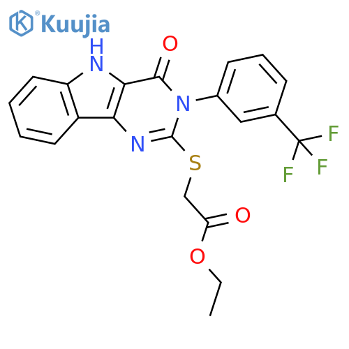 ethyl 2-({4-oxo-3-3-(trifluoromethyl)phenyl-3H,4H,5H-pyrimido5,4-bindol-2-yl}sulfanyl)acetate structure