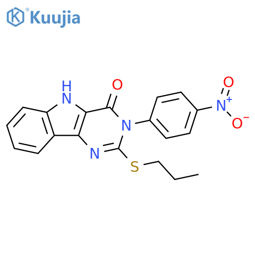3-(4-nitrophenyl)-2-(propylsulfanyl)-3H,4H,5H-pyrimido5,4-bindol-4-one structure