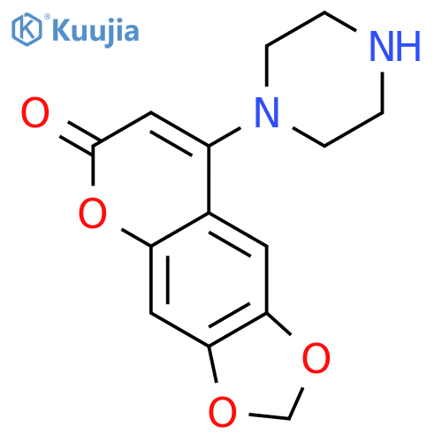 6H-1,3-DIOXOLO[4,5-G][1]BENZOPYRAN-6-ONE, 8-(1-PIPERAZINYL)- structure