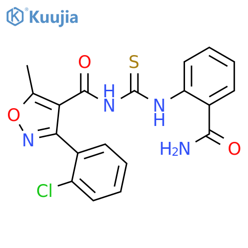 2-({3-(2-chlorophenyl)-5-methyl-1,2-oxazol-4-ylformamido}methanethioyl)aminobenzamide structure
