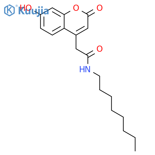 2H-1-BENZOPYRAN-4-ACETAMIDE, 7-HYDROXY-N-OCTYL-2-OXO- structure