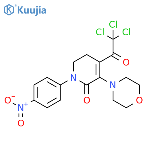 2(1H)-Pyridinone,5,6-dihydro-3-(4-morpholinyl)-1-(4-nitrophenyl)-4-(trichloroacetyl)- structure