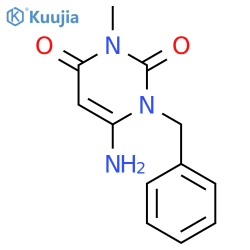 6-amino-1-benzyl-3-methyl-1,2,3,4-tetrahydropyrimidine-2,4-dione structure