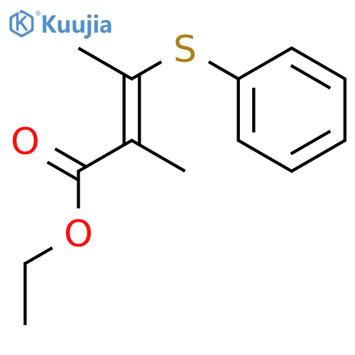 2-Butenoic acid, 2-methyl-3-(phenylthio)-, ethyl ester, (E)- structure