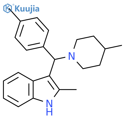 2-methyl-3-(4-methylphenyl)(4-methylpiperidin-1-yl)methyl-1H-indole structure
