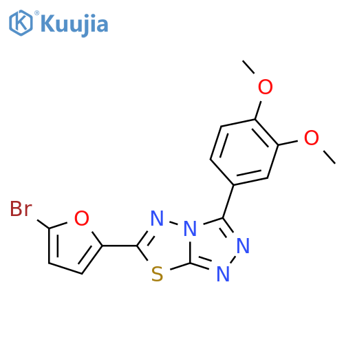 6-(5-bromofuran-2-yl)-3-(3,4-dimethoxyphenyl)-1,2,4triazolo3,4-b1,3,4thiadiazole structure