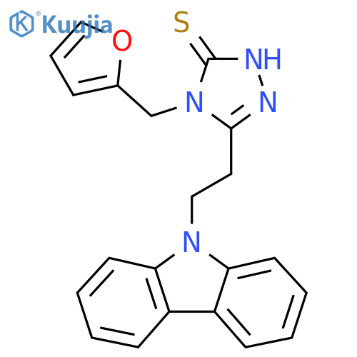 5-2-(9H-carbazol-9-yl)ethyl-4-(furan-2-yl)methyl-4H-1,2,4-triazole-3-thiol structure