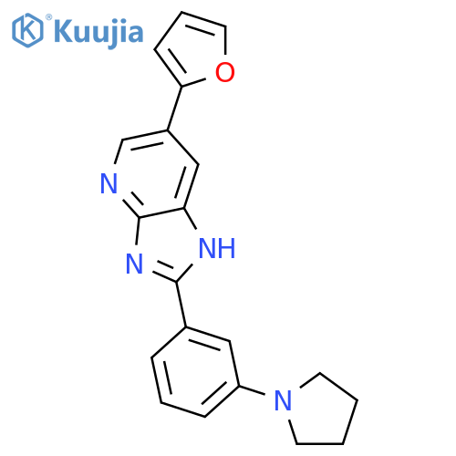1H-Imidazo[4,5-b]pyridine, 6-(2-furanyl)-2-[3-(1-pyrrolidinyl)phenyl]- structure