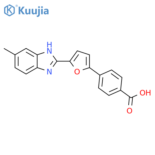 Benzoic acid, 4-[5-(5-methyl-1H-benzimidazol-2-yl)-2-furanyl]- structure