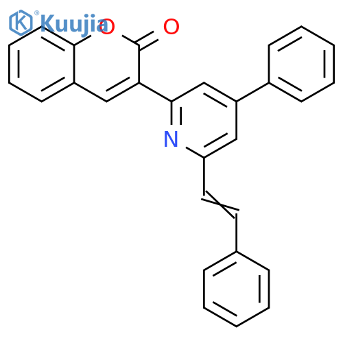2H-1-Benzopyran-2-one, 3-[4-phenyl-6-(2-phenylethenyl)-2-pyridinyl]- structure