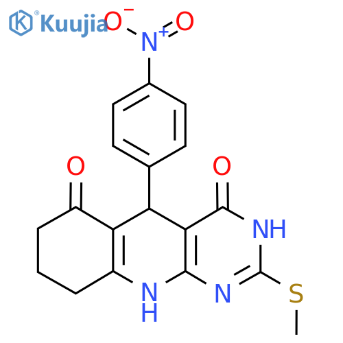 2-(methylsulfanyl)-5-(4-nitrophenyl)-3H,4H,5H,6H,7H,8H,9H,10H-pyrimido4,5-bquinoline-4,6-dione structure
