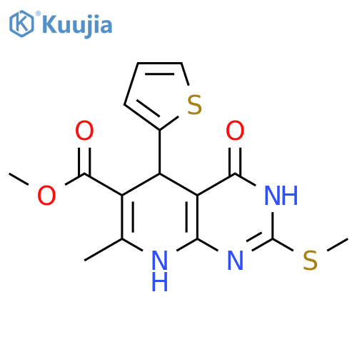 methyl 7-methyl-2-(methylsulfanyl)-4-oxo-5-(thiophen-2-yl)-3H,4H,5H,8H-pyrido2,3-dpyrimidine-6-carboxylate structure