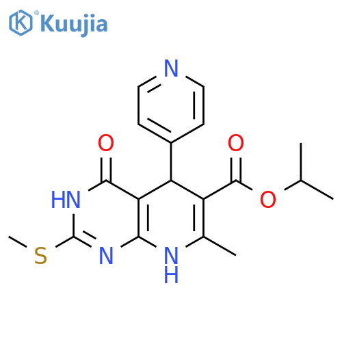propan-2-yl 7-methyl-2-(methylsulfanyl)-4-oxo-5-(pyridin-4-yl)-3H,4H,5H,8H-pyrido2,3-dpyrimidine-6-carboxylate structure